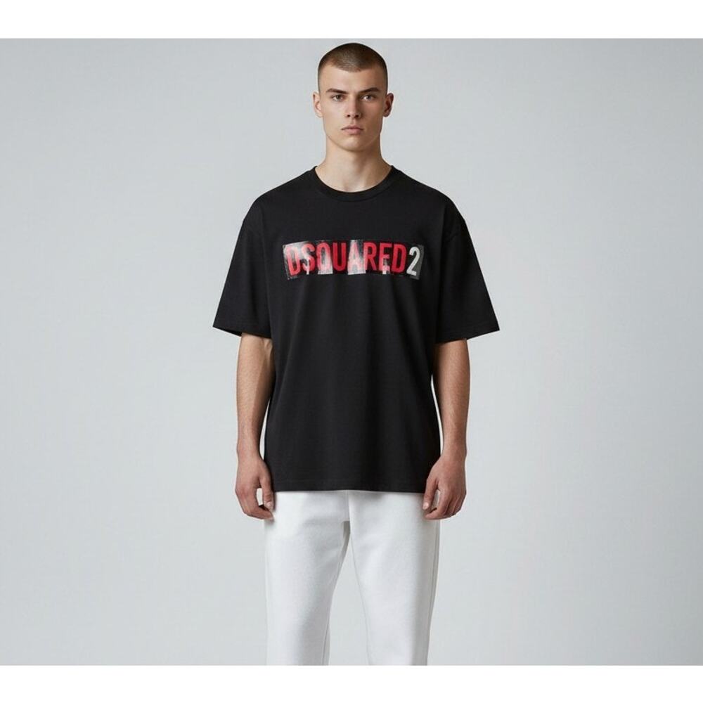 Dsquared2 Cool Fit Tee Black Logo Print Short Sleeve Men's T-shirt Size XL NWT